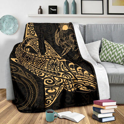 Shark Polynesian Blanket - Polynesian Tattoo Gold-Myprintsy