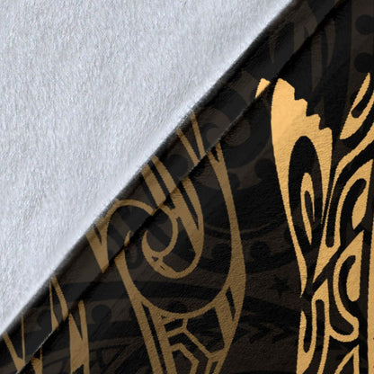 Shark Polynesian Blanket - Polynesian Tattoo Gold-Myprintsy