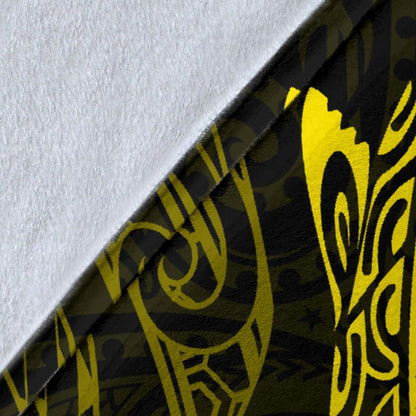 Shark Polynesian Blanket - Polynesian Tattoo Yellow-Myprintsy
