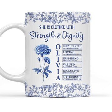 She Is Clothed With Strength & Dignity - Personalized Coffee Mug-Myprintsy