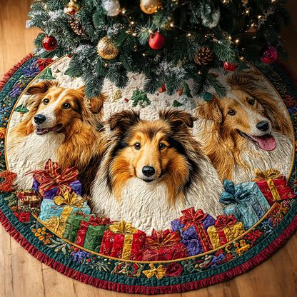 Shetland Sheepdogs Charm Christmas Quilted Tree Skirt VTQ-Myprintsy