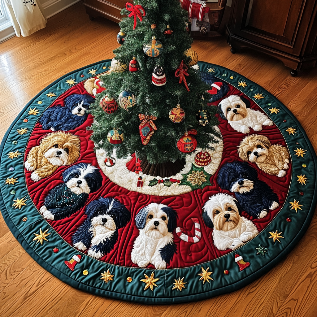 Shih Tzu Christmas Quilted Tree Skirt VTQ-Myprintsy