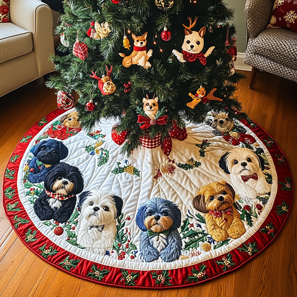 Shih Tzu Christmas Quilted Tree Skirt VTQ-Myprintsy