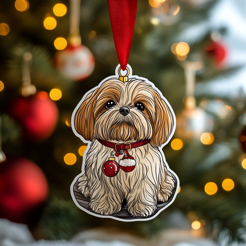 Shih Tzu Holiday Joy Mica Ornament VTQ-Myprintsy