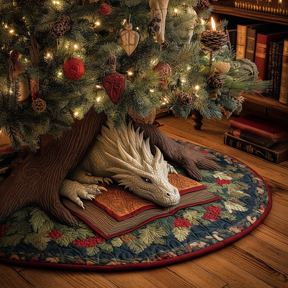 Silent Night Dragon Christmas Quilted Tree Skirt VTQ-Myprintsy