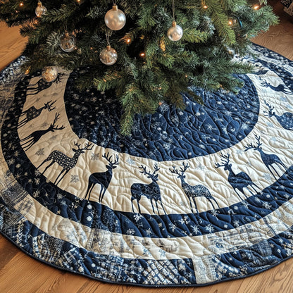 Silent Night Stag Quilted Christmas Tree Skirt-Myprintsy