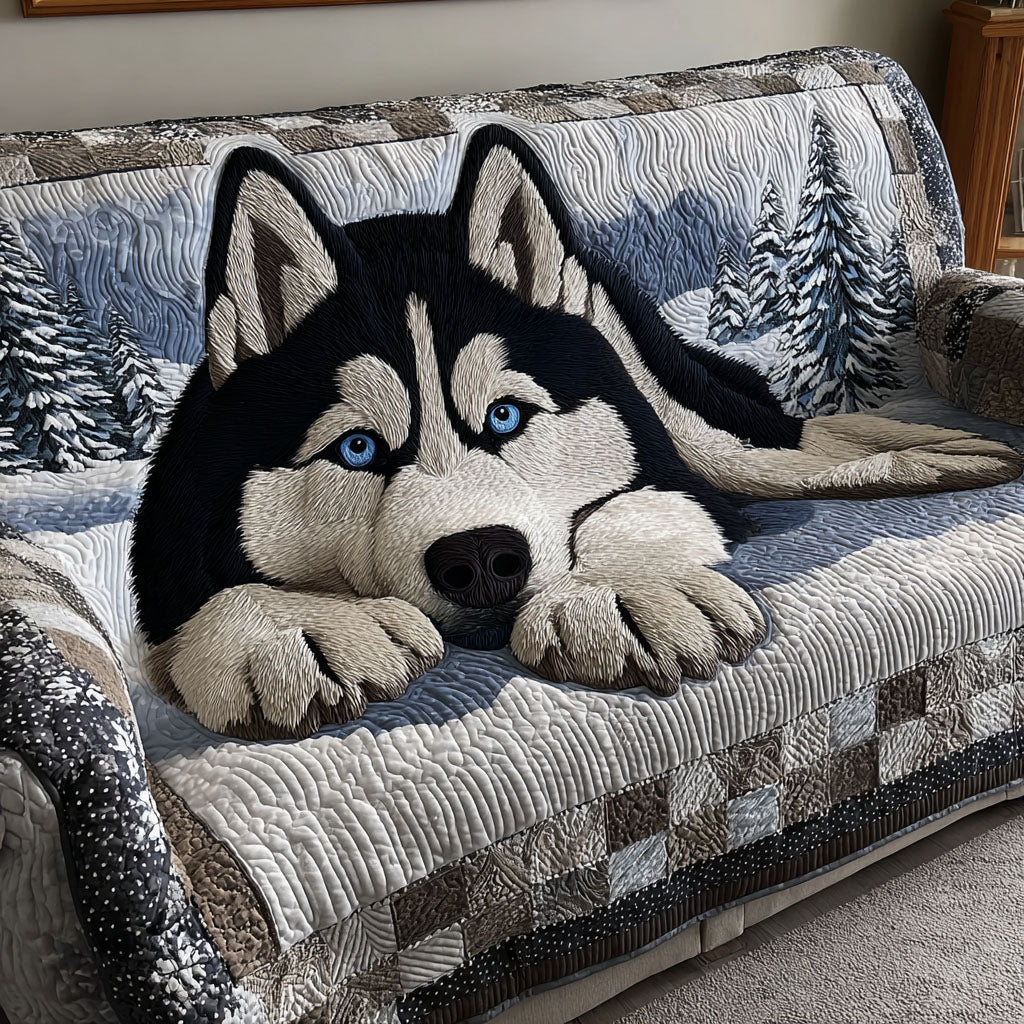 Silent Snow Watcher Quilted Sofa Cover VTQ-Myprintsy