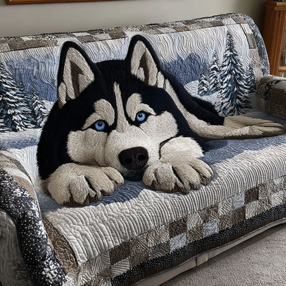 Silent Snow Watcher Quilted Sofa Cover VTQ-Myprintsy