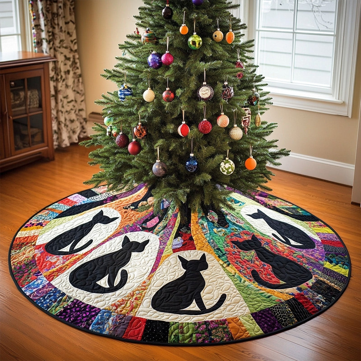 Silhouette Serenity Quilted Christmas Tree Skirt-Myprintsy