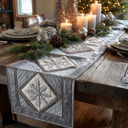 Silver Winter Elegance Quilted Table Runner VTQ-Myprintsy