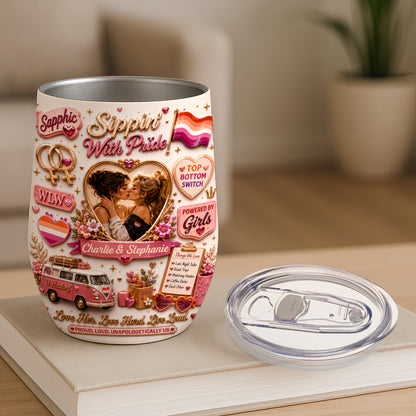 Sipping With Pride - Personalized LGBT Wine Tumbler - Gift For Lesbian-Myprintsy