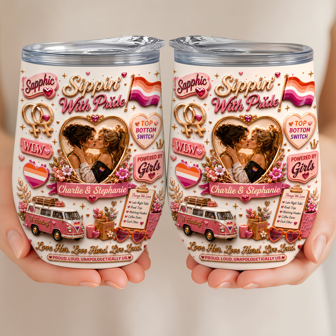 Sipping With Pride - Personalized LGBT Wine Tumbler - Gift For Lesbian-Myprintsy