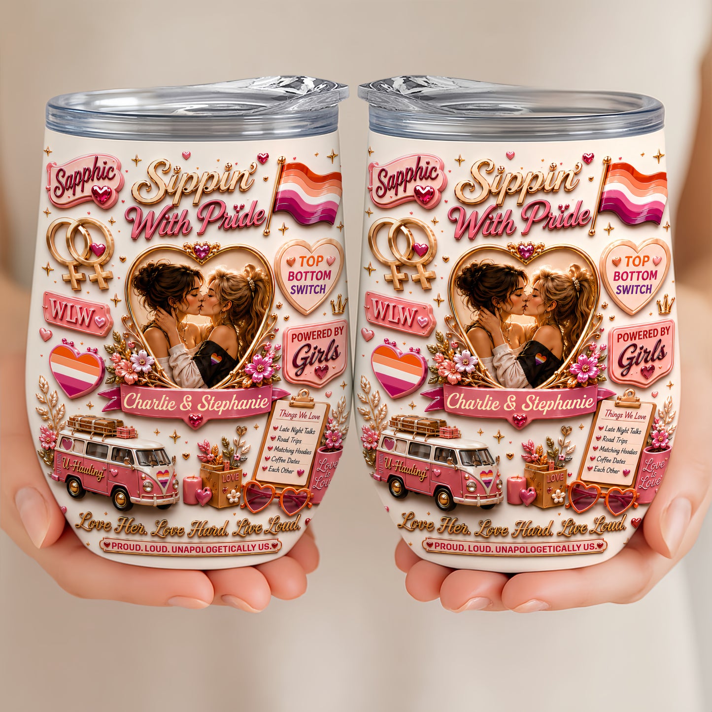 Sipping With Pride - Personalized LGBT Wine Tumbler - Gift For Lesbian-Myprintsy