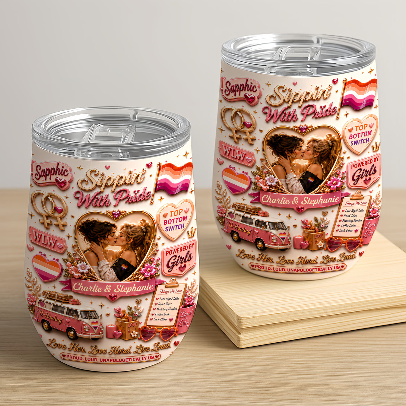 Sipping With Pride - Personalized LGBT Wine Tumbler - Gift For Lesbian-Myprintsy
