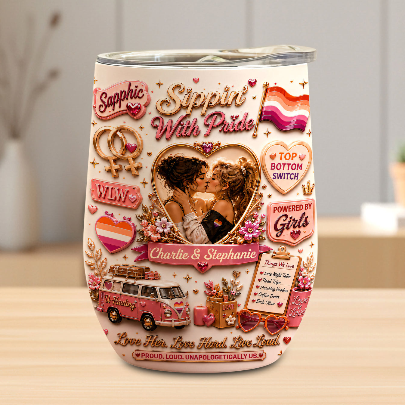Sipping With Pride - Personalized LGBT Wine Tumbler - Gift For Lesbian-Myprintsy