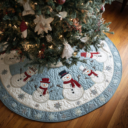 Sky Snowman Quilted Christmas Tree Skirt VTQ-Myprintsy