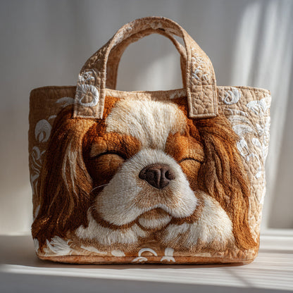 Sleepy King Charles Quilted Tote Bag VTQ-Myprintsy