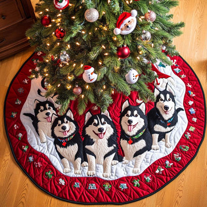Sleigh Bells Bark Christmas Quilted Tree Skirt-Myprintsy