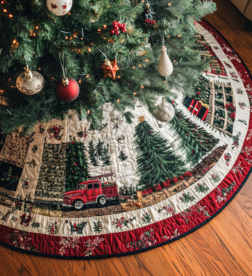 Sleigh Ride Snuggle Quilted Christmas Tree Skirt VTQ-Myprintsy