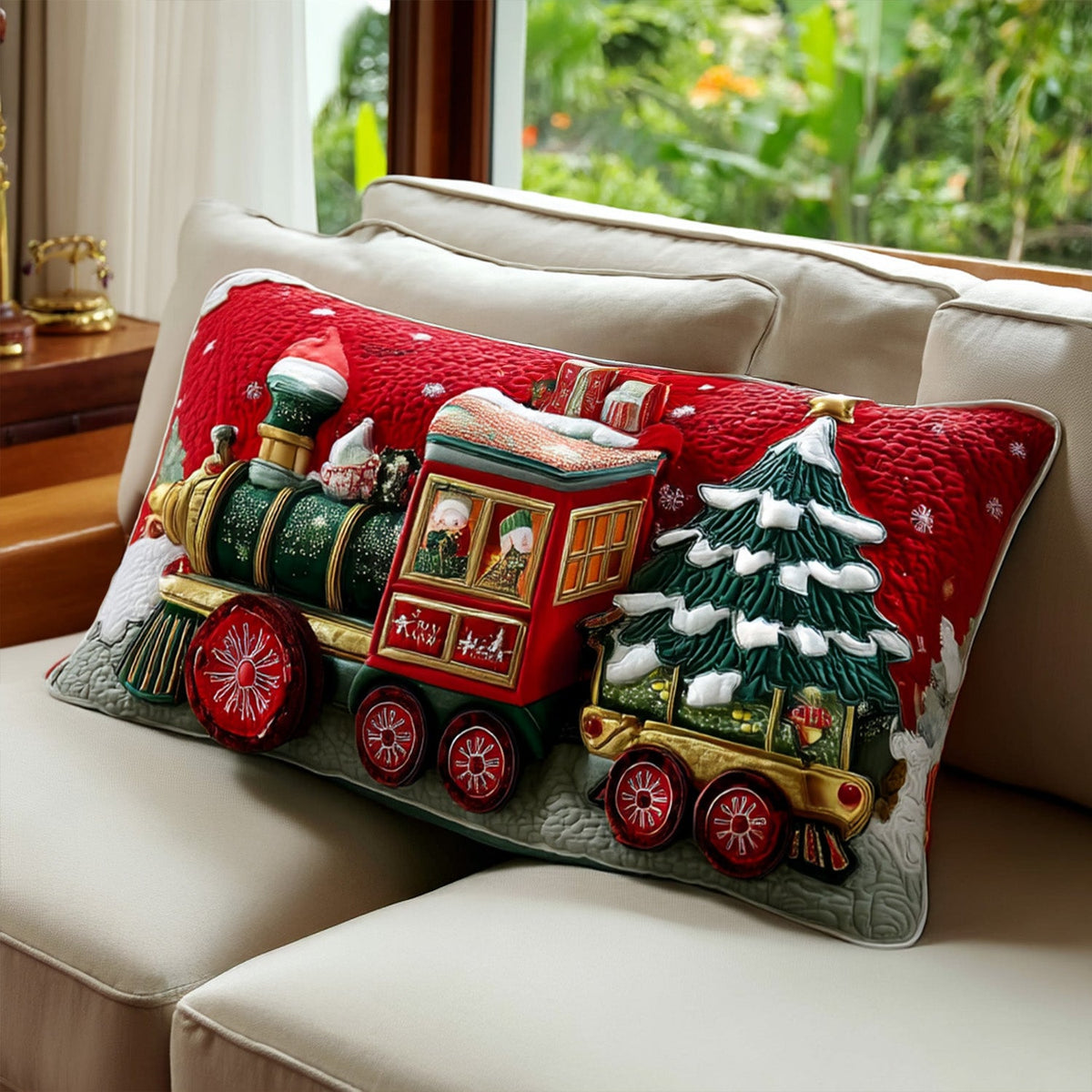 Sleigh-on-Rails Quilted Bedding Pillow Case VTQ-Myprintsy
