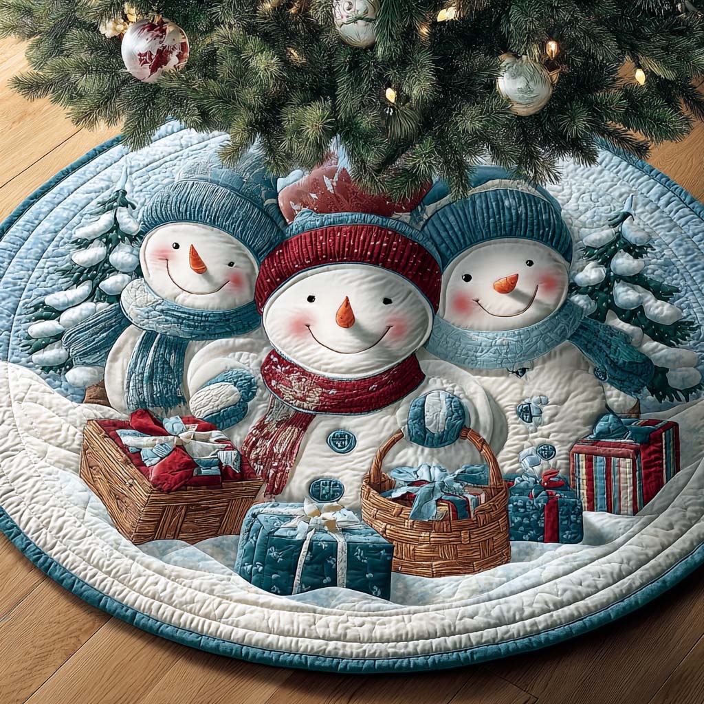 Snow Family Celebration Quilted Tree Skirt-Myprintsy