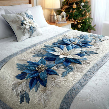 Snow Poinsettia Quilted Bed Runner VTQ-Myprintsy