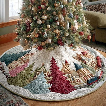 Snowberry Village Christmas Quilted Tree Skirt-Myprintsy