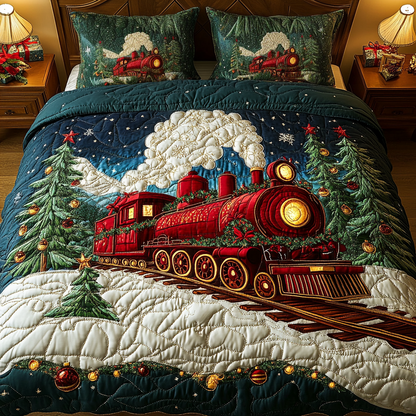 Snowbound Train -Piece Quilted Bedding Set VH VTQ-Myprintsy