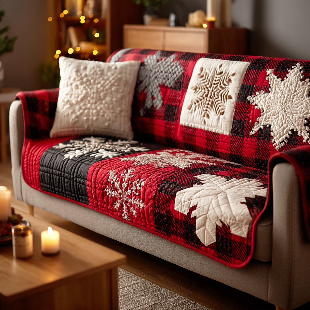 Snowflake Christmas Warmth Quilted Sofa Cover VTQ-Myprintsy
