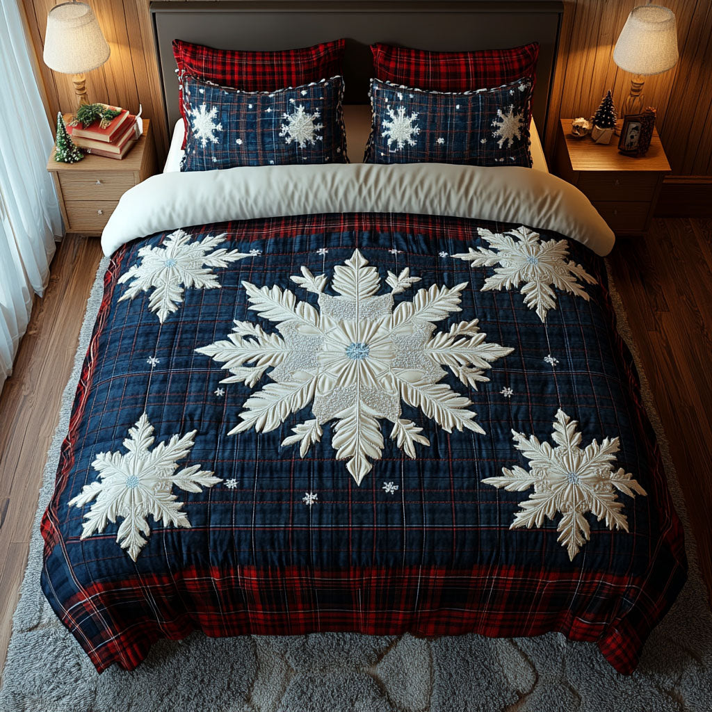 Snowflake Gift -Piece Quilted Bedding Set VTQ-Myprintsy