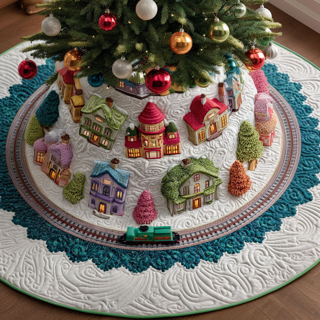 Snowflake Ridge Christmas Quilted Tree Skirt-Myprintsy