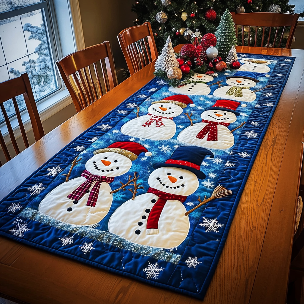 Snowflake Sparkle Quilted Table Runner VTQ-Myprintsy