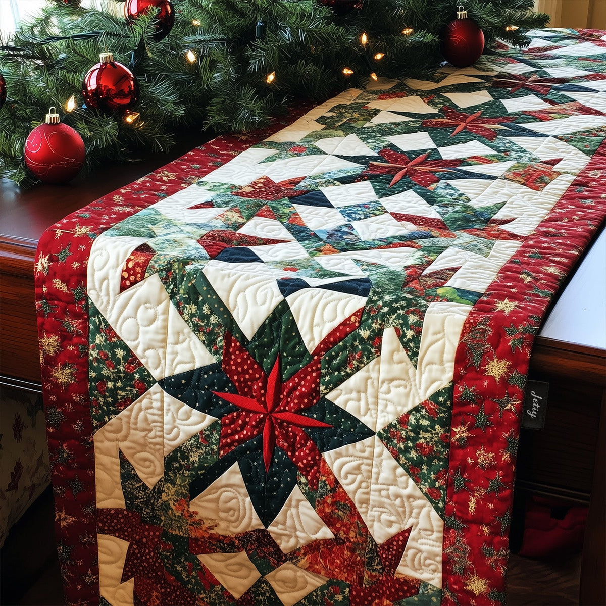 Snowflake Wishes Quilted Table Runner VTQ-Myprintsy