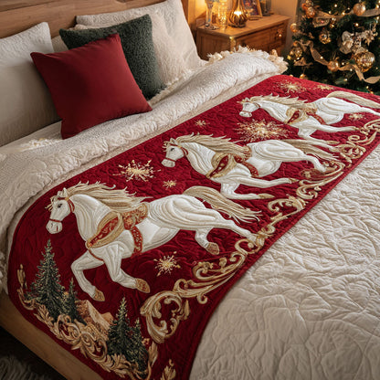 Snowlight Horses Quilted Bed Runner VTQ-Myprintsy
