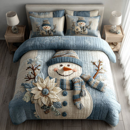 Snowman Blue -Piece Quilted Bedding Set VTQ-Myprintsy