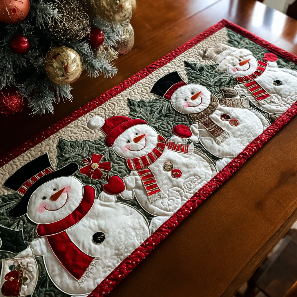 Snowman Charm Quilted Table Runner VTQ-Myprintsy