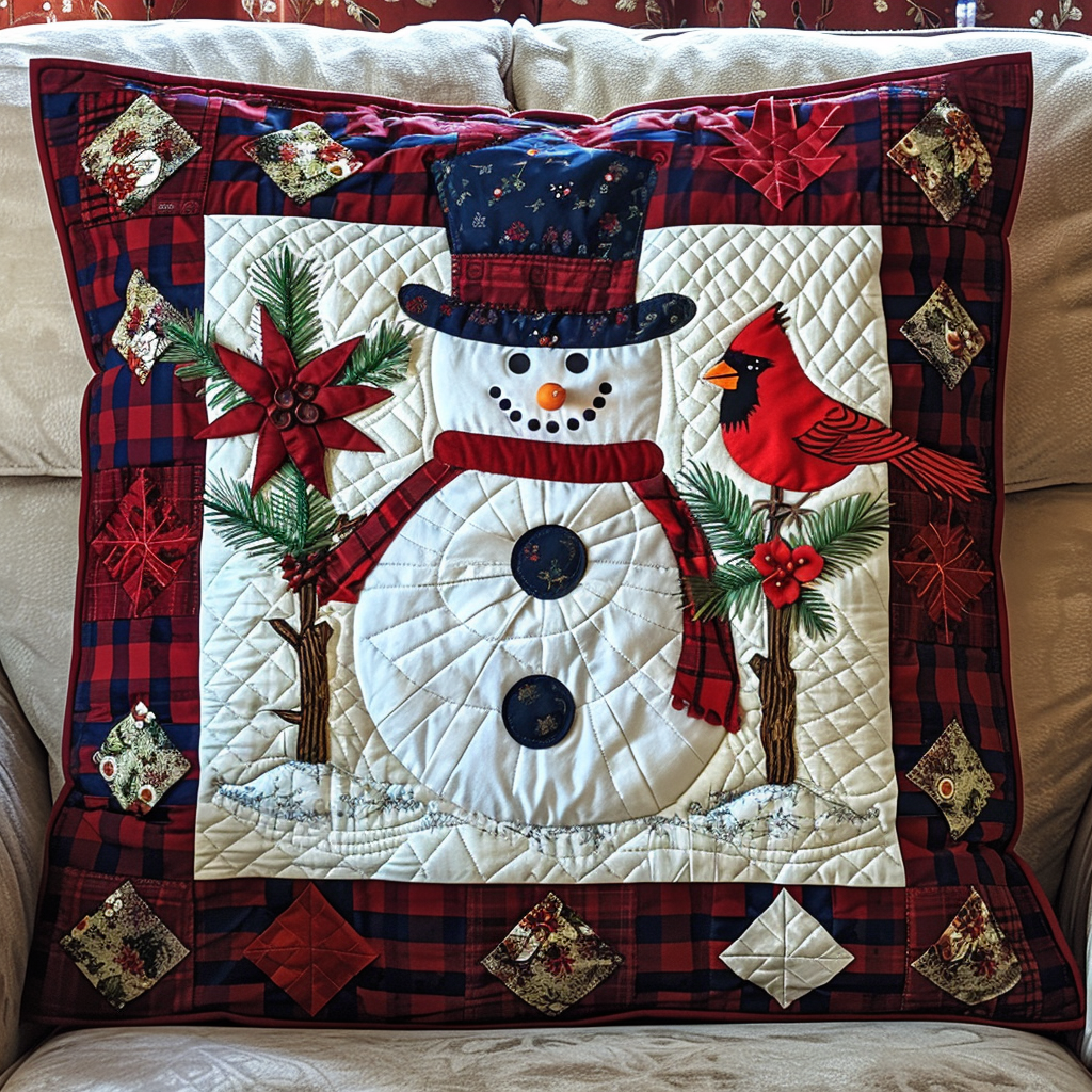 Snowman Cheer Quilted Pillow Case VTQ-Myprintsy