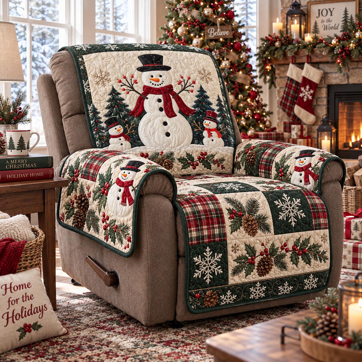 Snowman Christmas Cheer Quilted Sofa Cover VTQ-Myprintsy