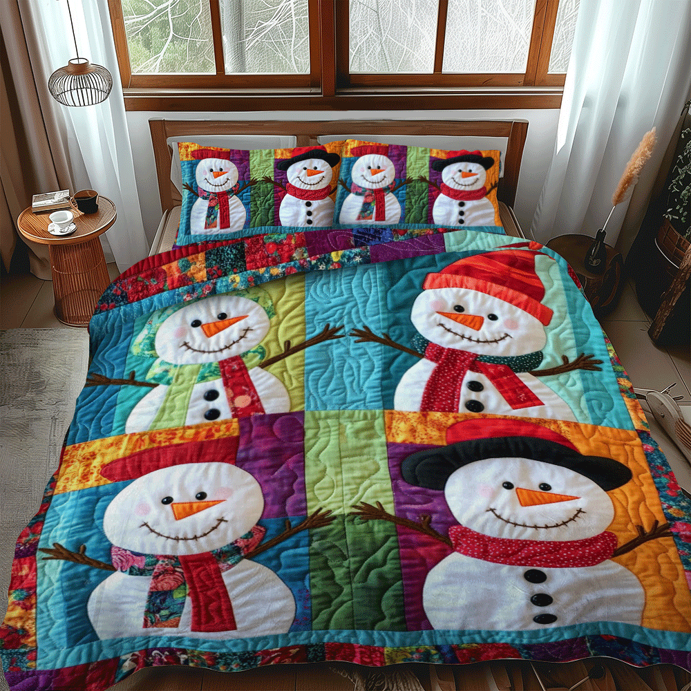 Snowman Christmas -Piece Quilted Bedding Set PD VTQ-Myprintsy