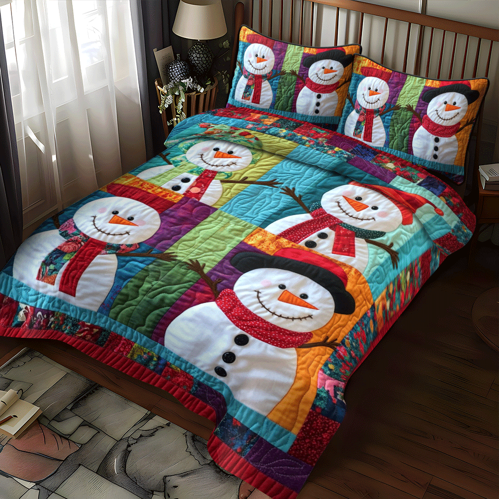 Snowman Christmas -Piece Quilted Bedding Set PD VTQ-Myprintsy