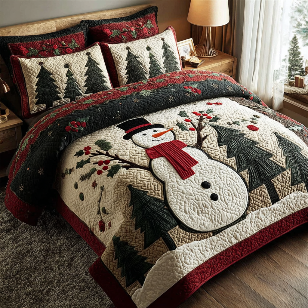 Snowman Delight -Piece Quilted Bedding Set VTQ-Myprintsy