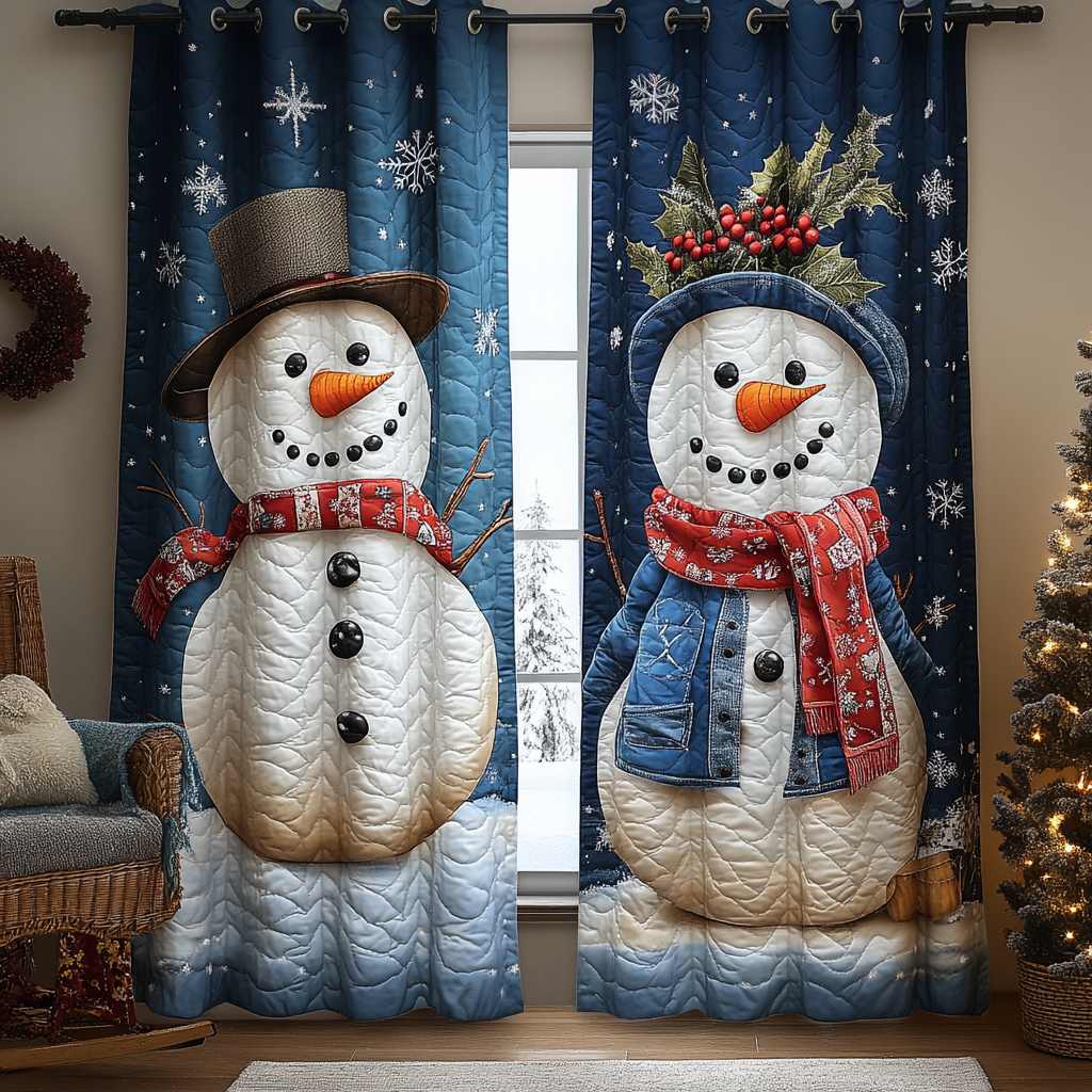 Snowman Delight Quilted Curtains VTQ-Myprintsy
