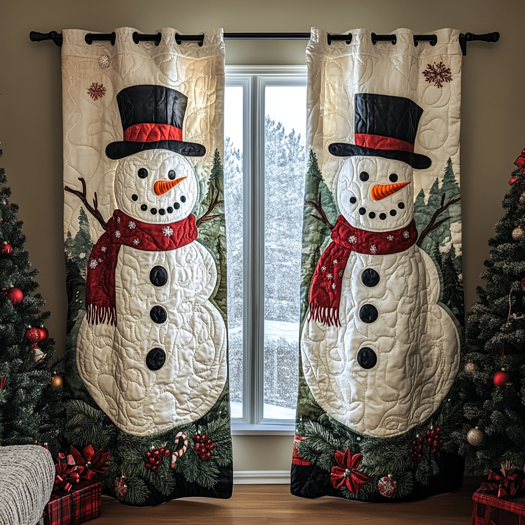 Snowman Delight Quilted Curtains VTQ-Myprintsy