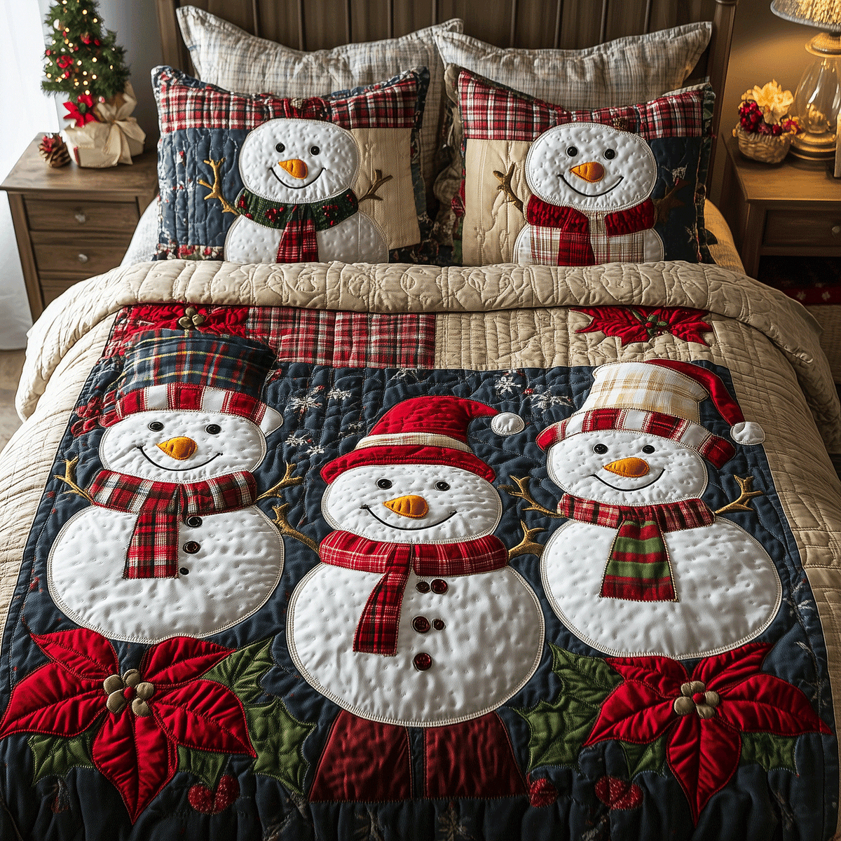 Snowman Family Fun -Piece Quilted Bedding Set VTQ-Myprintsy