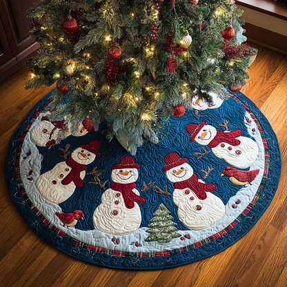Snowman Glow Christmas Quilted Tree Skirt-Myprintsy
