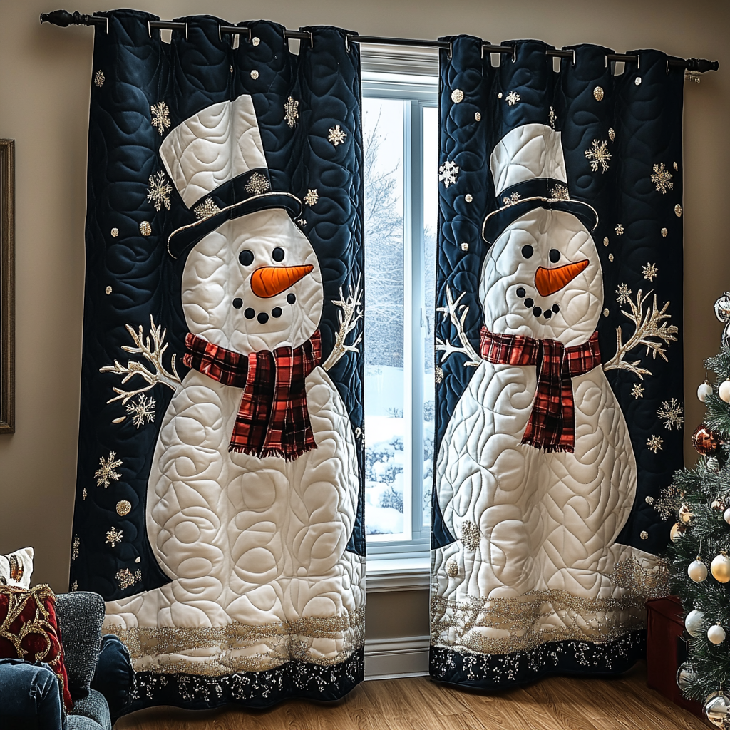 Snowman Glow Quilted Curtains VTQ-Myprintsy