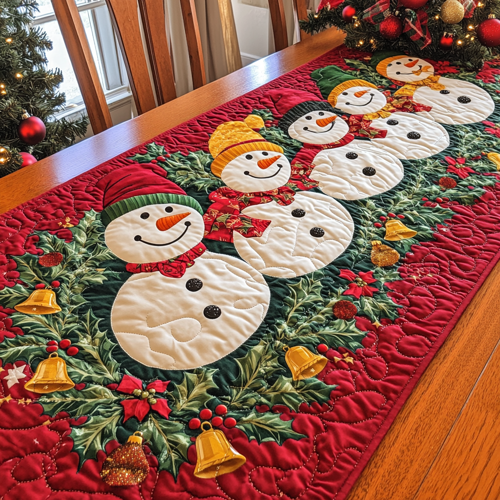 Snowman Jolly Joy Quilted Table Runner VTQ-Myprintsy