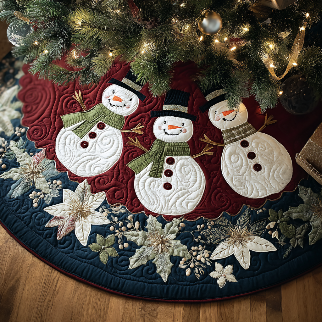 Snowman Joy Christmas Quilted Tree Skirt VTQ-Myprintsy