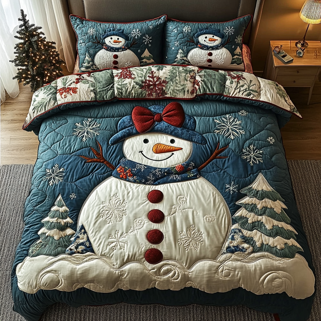 Snowman Joy -Piece Quilted Bedding Set VTQ-Myprintsy