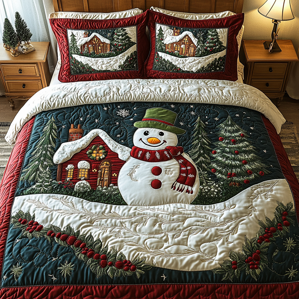 Snowman Joy -Piece Quilted Bedding Set VTQ-Myprintsy